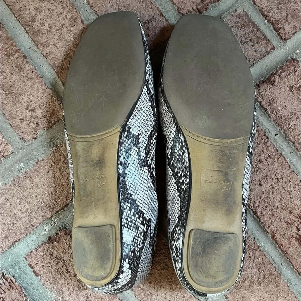 Tahari Black and White Snakeskin Flats - Picture 6 of 7